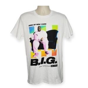 Notorious B.I.G. White Graphic Short Sleeve Rapper Tee T-Shirt M